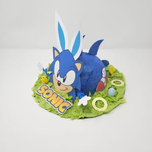 Handmade Sonic Easter Bonnet Superheroes Video Game Superhero, Boys Party Hat, School Parade Egg Hunt Party chicks Ready To Wear