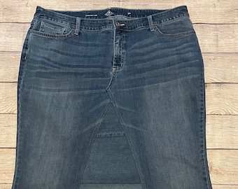 Women's Jean Denim Skirt Up-cycled Refashioned Handmade Waist 44"