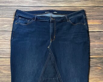 Women's Denim Jean Skirt Waist 40" Up-cycled Refashioned Handmade