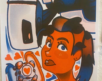 Portal Chell and GLaDOS 8.5" x 11" Risograph Print