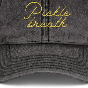 Embroidered Pickle Breath Cap: Funny Yinzer Vintage Hat