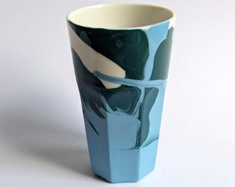 Handmade Porcelain Cup – Ocean Tones
