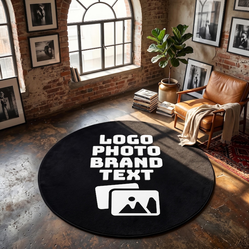 Custom Circular Rugs Custom Logo Rugs - Etsy