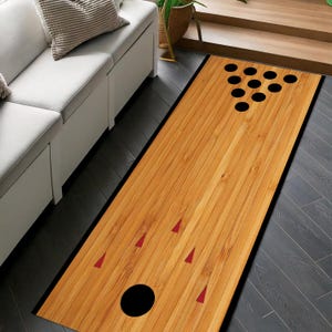 Bowling Lane Runner Rug | Kids & Teens Bowling Game Carpet | Fun Hallway Bowling Mat | Indoor Play Lane | Bowling Alley Floor Decor