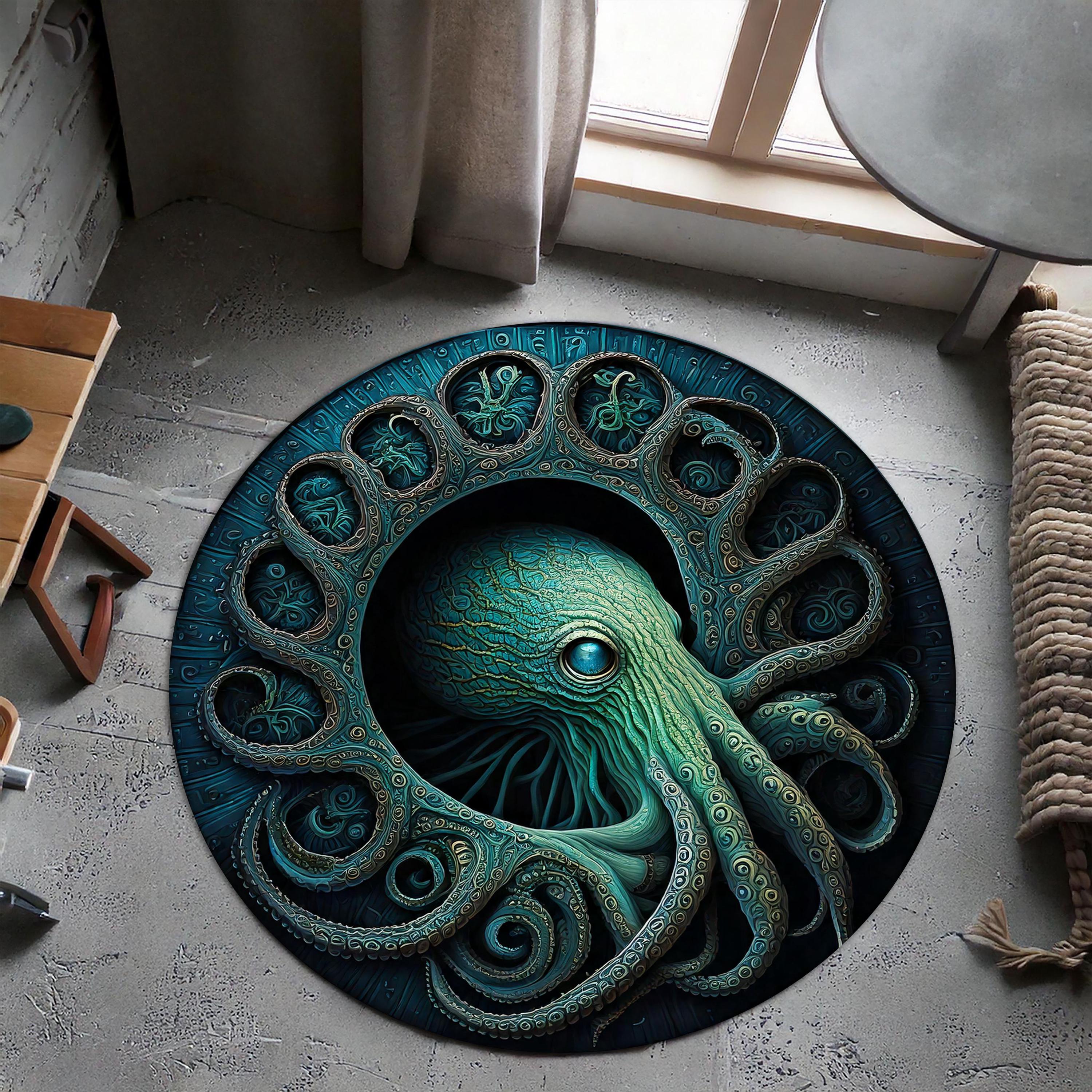 Terrifying Octopus Emerging From Ocean Hole Rug | Deep Sea Monster ...