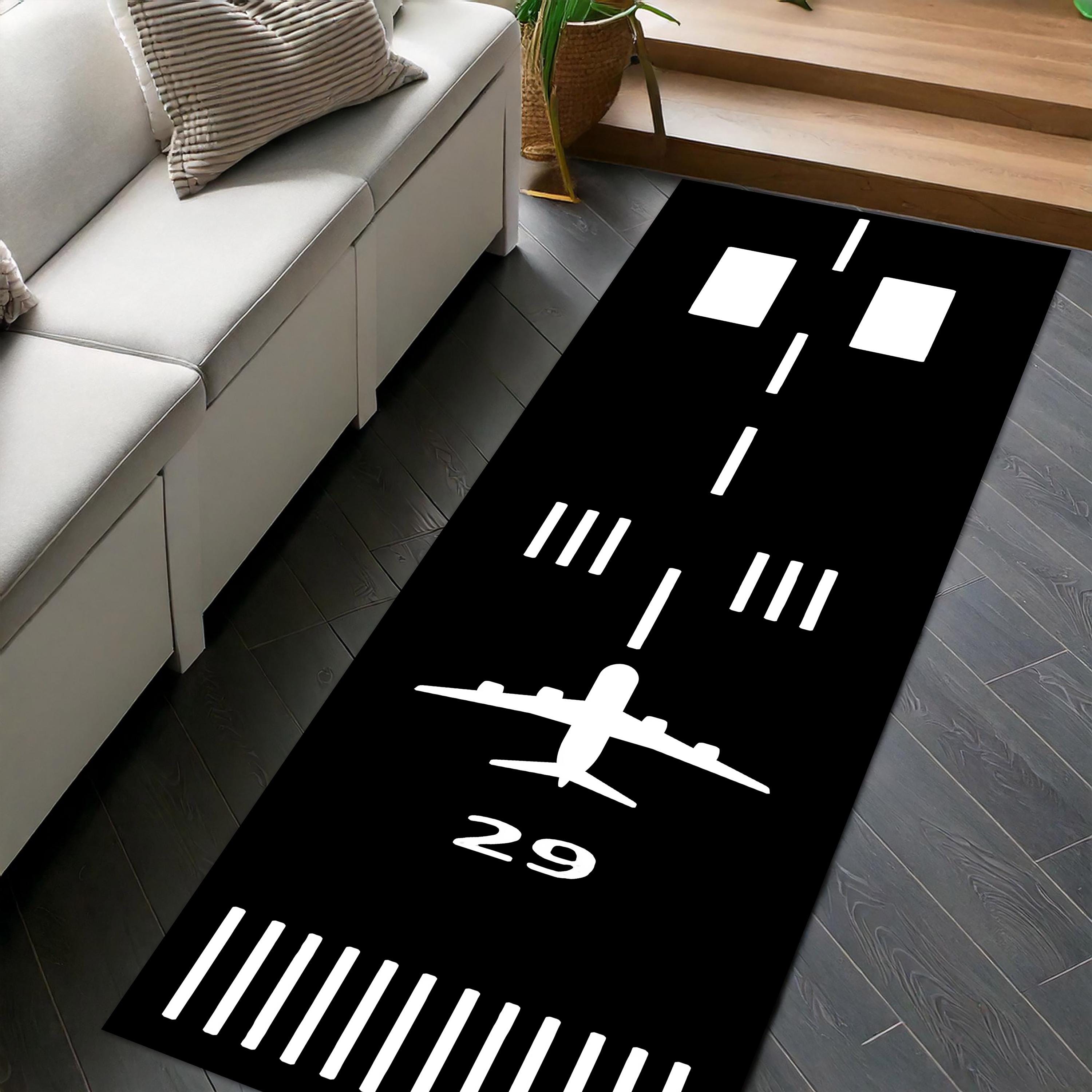 Flight Line Rug Airport Runway Road Rug | Kids Airplane Play Mat | Fun Flight Game ...