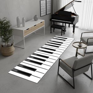 Piano Keys Runner Rug | Musical Theme Hallway Carpet | Black and White Keyboard Mat | Music Inspired Long Rug | Elegant Piano Decor