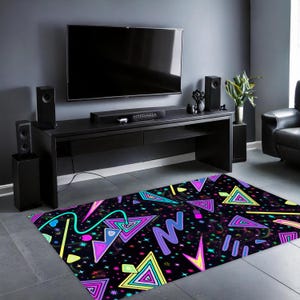 Retro Arcade Rug | Game Room Rug | Arcade Bar Decor | Custom Area Rug for Arcade Saloon | Star Patterned Gaming Carpet