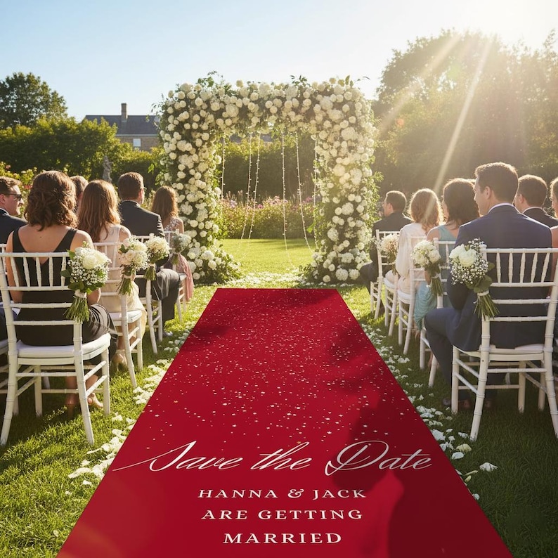 Red Reception Rug Red Customizable Wedding Runner Rug | Elegant Personalized Wedding ...
