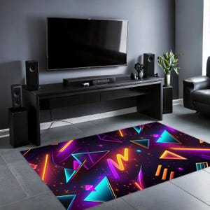 Retro Arcade Rug | Game Room Carpet | Arcade Bar Decor | Custom Area Rug for Arcade Saloon | Star Patterned Gaming Carpet