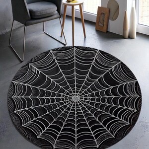 Vortex Spider Web Rug Spider Web Round Rug | Black Background With Web Design Carpet | Creepy ...
