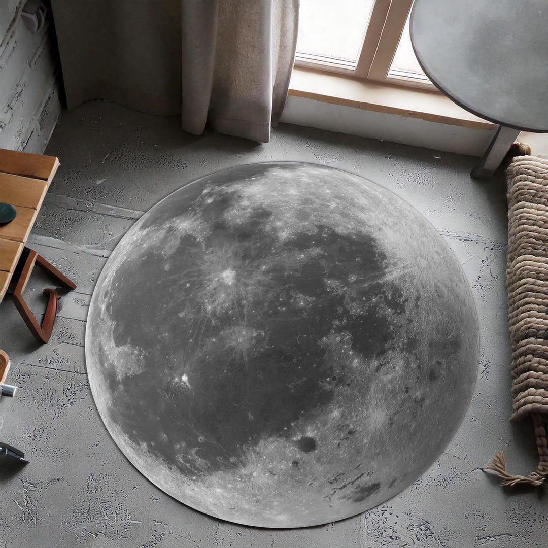 Moon Rover Play Rug Moon Round Rug | Lunar Landscape Carpet | Celestial Themed Floor Decor ...