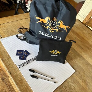 Draw string bag, Equestrian, Swimming, P.E bag, clothing. Girls Gift Ideas