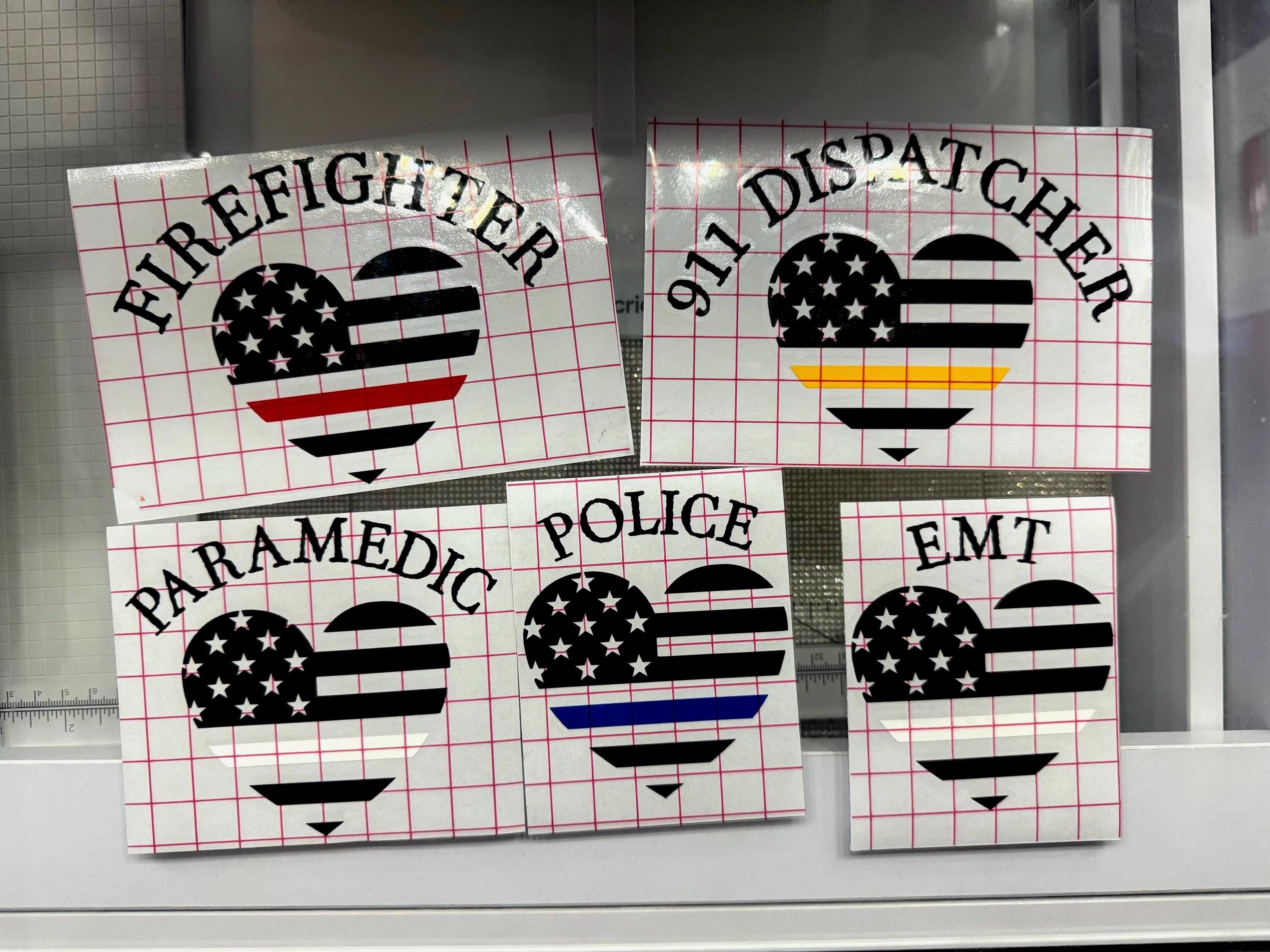 First Responder Vinyl Decal | Firefighter | Police | EMT | Paramedic | Dispatcher | Water Bottle Car Mirror | Laptop Bumper Tumbler Sticker