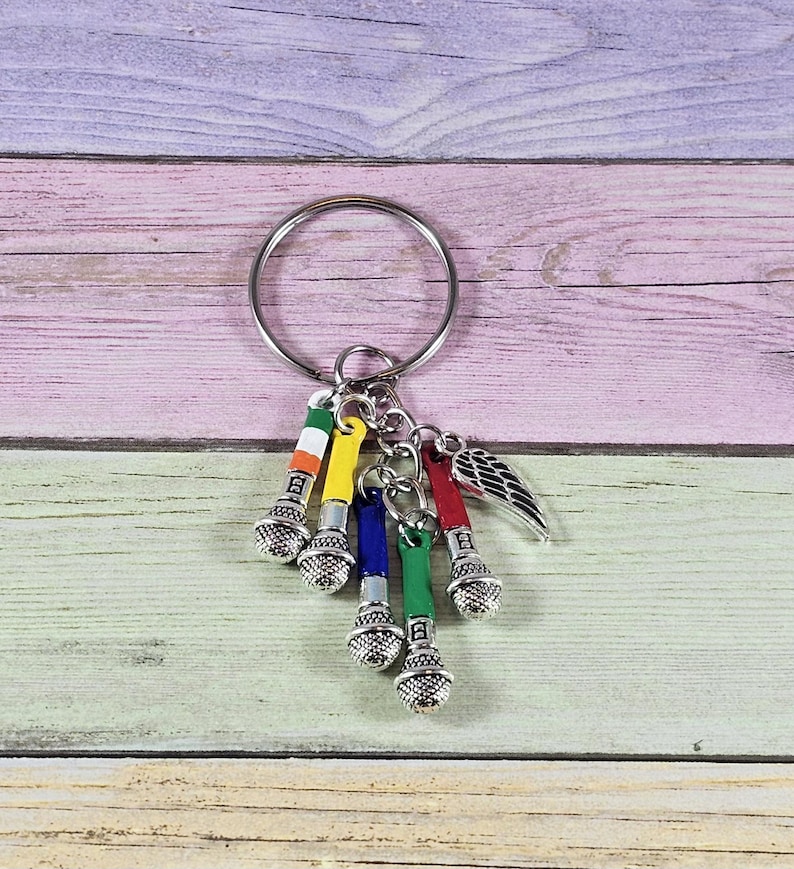 One Direction microphone keychain, hand-painted image 2