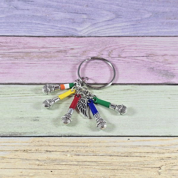 One Direction microphone keychain, hand-painted