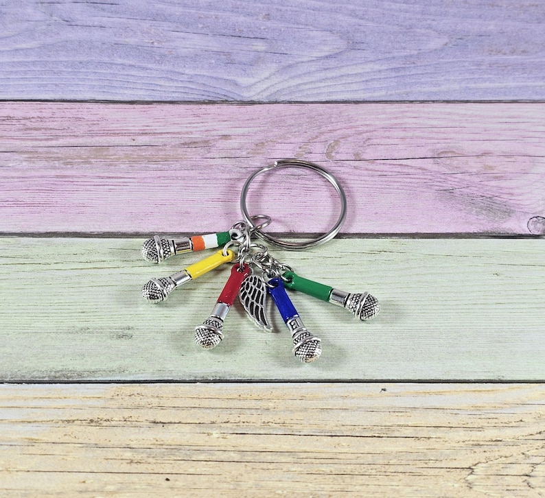 One Direction microphone keychain, hand-painted image 1