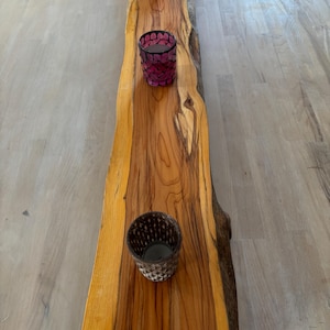 Lowboard - Decorative board, table runner, unique piece, elegant yew, approx. 110 years old, with live edge, unique and handmade. Handmade charcuterie board
