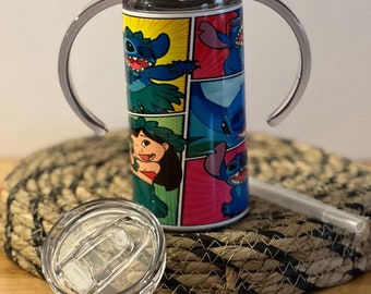 12 Oz Junior Tumbler/LILO and Stitch/ Toddler Tumbler with 2 Lids