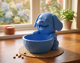 Dog Bowl STL | Happy Puppy Feeder 3D Print File | Digital Download