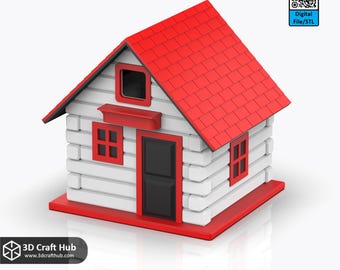 Log Cabin Bird House For 3D Printing (STL)