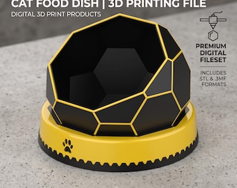 Hexagon Pet Bowl | Modern Dog & Cat Food Dish | 3D Printing File
