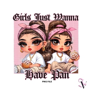 Chicana PNG Cafecito y Chisme Old School Chola Chibi Style Latina Design per Sublimazione / Download Digitale