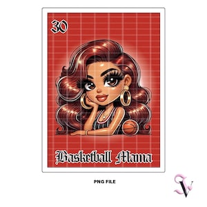 Basketball Mama Loteria Card Chicana PNG Fête des Mères Style Old School Chola Chibi Design Latina pour Sublimation | Téléchargement numérique