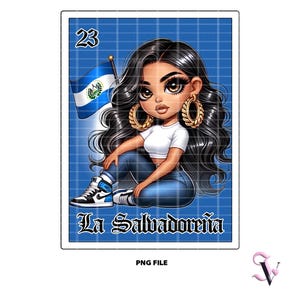 La Salvadoreña Loteria Card Latina PNG Salwador Chibi Style Latina Projekt do sublimacji | Pobieranie cyfrowe