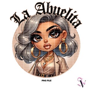 La Abuelita Chicana PNG Style Latina Chola Chibi Old School pour la Fête des Mères pour Sublimation | Téléchargement numérique
