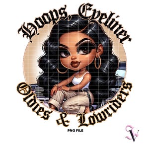 Lowrider Chicana PNG Old School Chola Chibi-stijl Latina-ontwerp voor sublimatie | Digitale download