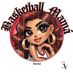 Basketbal Mama Chicana png Moederdag Old School Chola Chibi-stijl Latina-ontwerp voor sublimatie | Digitale download