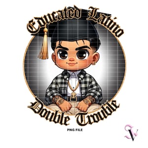 Wykształcony Latynoski Chicano Ukończenie szkoły PNG El Graduado Chibi Style Latino Design do sublimacji | Pobieranie cyfrowe