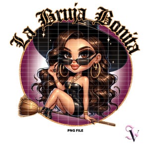 La Bruja Chicana Halloween PNG Old School Chola Chibi Style Latina Design pour sublimation | Téléchargement numérique
