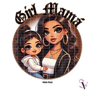 Meisje Mamá Chicana Moeder PNG Moederdag Old School Chola Chibi-stijl Latina-ontwerp voor sublimatie | Digitale download