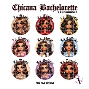 Ensemble Chicana Bachelorette PNG La Novia Old School Chola Chibi Style Latina Design pour Sublimation | Téléchargement numérique