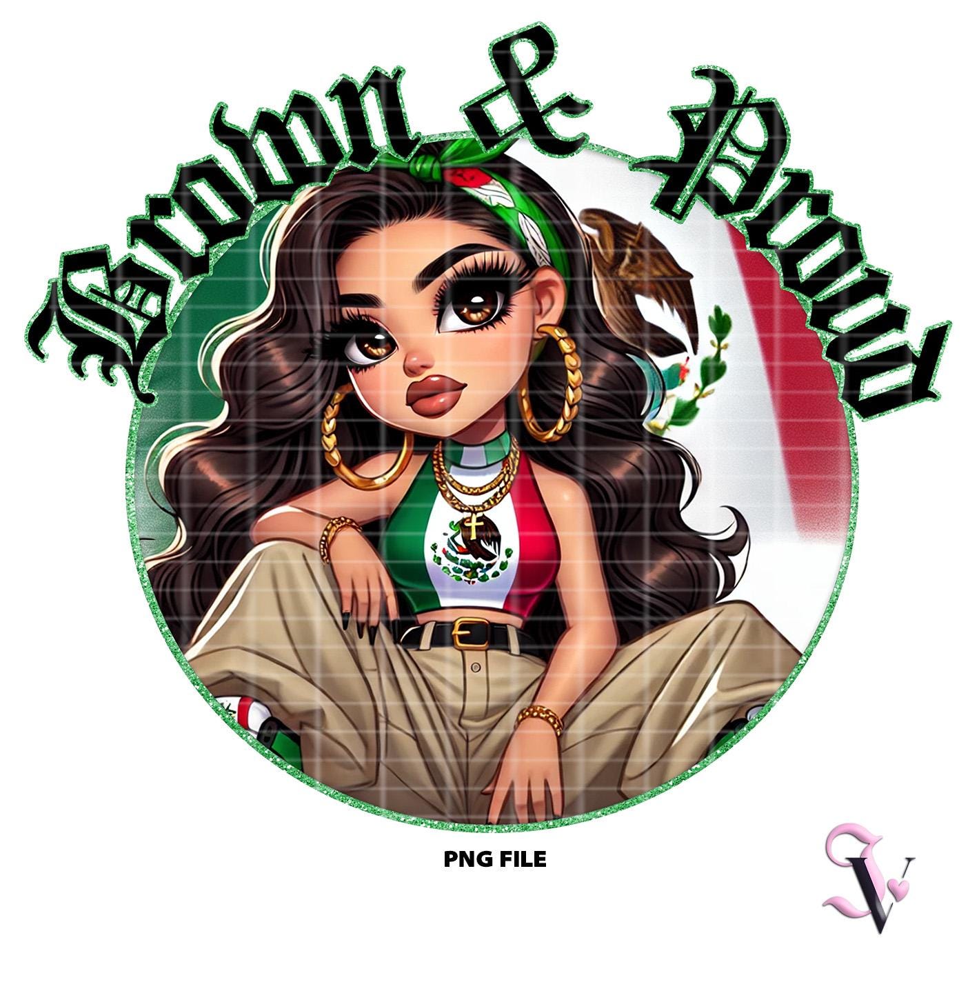 Brown & Proud Chicana PNG Mexicana Mexican Pride Daughter of Immigrants Chibi Style Latina Design for Sublimation | Digital Download