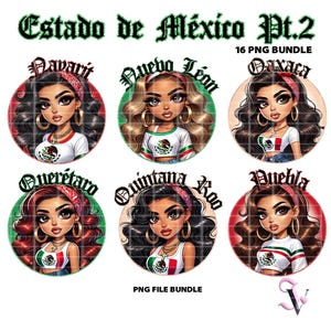 Estado de México Chicana PNG Bundle Mexicana style Chibi Latina Design pour sublimation | Téléchargement numérique