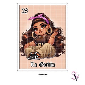 La Gordita Loteria Card Chicana PNG Paroles Latina Style Old School Chola Chibi Design Latina Pour Sublimation | Téléchargement numérique