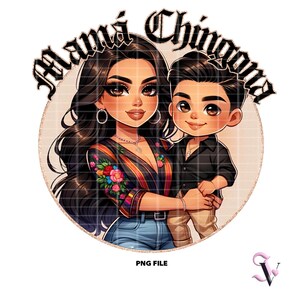Mama Chingona Chicana Mom PNG Festa della mamma Old School Chola Chibi Style Latina Design per sublimazione / Download digitale