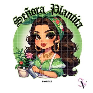 Señora Plantita Chicana Mom PNG Fête des Mères Style Old School Chola Chibi Design Latina pour sublimation | Téléchargement numérique