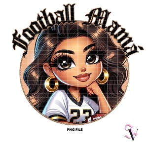 Mamá Chicana Futbolista PNG Día de la Madre Chola Vieja Escuela Estilo Chibi Diseño Latino para Sublimación / Descarga Digital