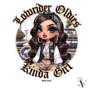 Lowrider Chicana PNG Old School Chola Chibi-stijl Latina-ontwerp voor sublimatie | Digitale download