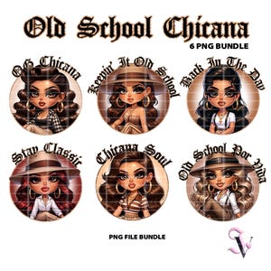 Old School Chicana PNG Bundle Old School Chola Chibi Style Latina Design pour sublimation | Téléchargement numérique