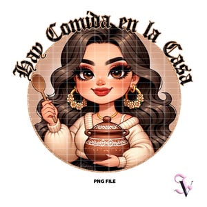 Hay Comida En La Casa Chicana Mom PNG Moederdag Old School Chola Chibi-stijl Latina-ontwerp voor sublimatie | Digitale download