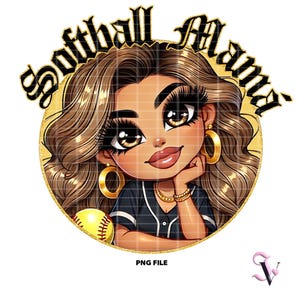 Softbal Mama Chicana PNG Moederdag Old School Chola Chibi-stijl Latina-ontwerp voor sublimatie | Digitale download