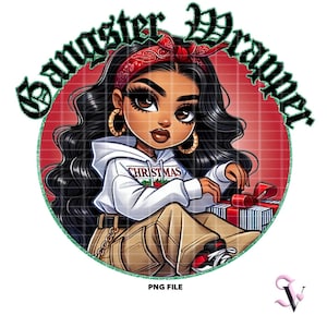 Chicana Christmas PNG Latina dictons Old School Chola Chibi Style Latina Design pour sublimation | Téléchargement numérique