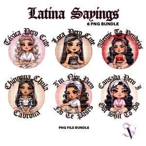 Ensemble Chicana PNG de dictons latina Chola Chibi Old School Design Latina pour sublimation | Téléchargement numérique
