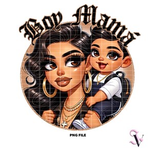 Boy Mamá Chicana Mom PNG Fête des Mères Style Old School Chola Chibi Design Latina pour Sublimation | Téléchargement numérique