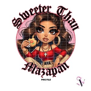 Chicana Valentine PNG Old School Chola Chibi Style Latina Design pour sublimation | Téléchargement numérique
